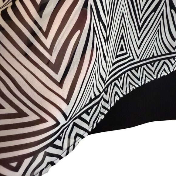 Frank Lyman Black and White Sheer Chiffon Overlay Poncho Top Size 10 Old Money - Picture 4 of 16